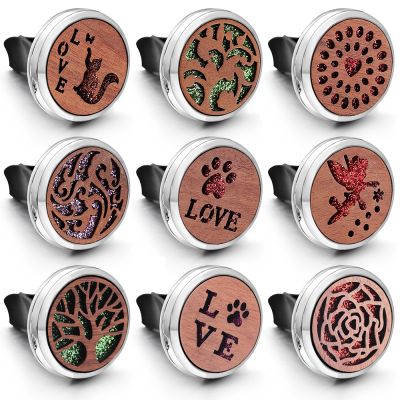 Wood Perfume Locket Car Air Freshener Outlet Clip Diffuser Aromatherapy Pendant Jewelry Support Customized