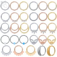 ZS 1 PC 3 Colors Stainless Steel Nose Ring 16g CZ Crystal Nose Septum Piercings Clicker 8/10MM Unisex Ear Helix Piercing Jewelry