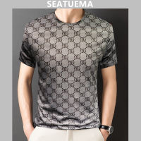 SEATUEMA Man Summer T-Shirt เสื้อสเวตเตอร์ถักสำหรับผู้ชาย ฤดูร้อนผ้าฝ้าย 100% โลโก้ใหม่ผู้ชายแขนสั้นเสื้อสเวตเตอร์ถักขนาด M-5XL