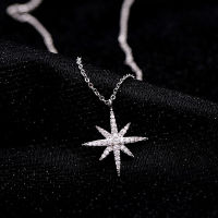 Sweet Fashion Wild Shooting Star Shines Single Eight-pointed Star Necklace 925 Sterling Silver Temperament Women Clavicle Chain