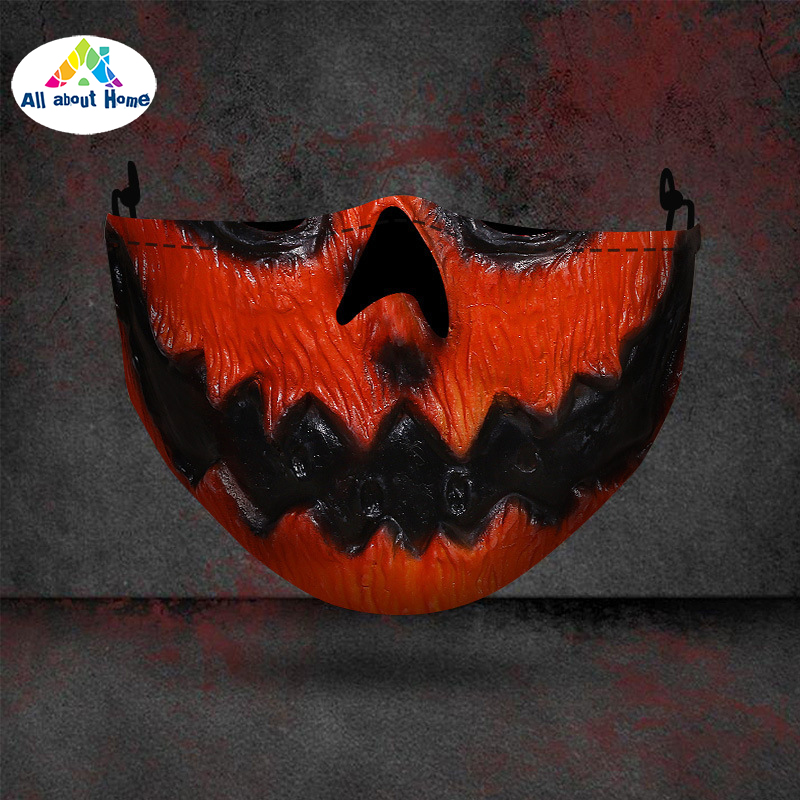 Washable Reusable Adjustable And Breathable Fashion Scarf Halloween Pumpkin Mouth Cover 