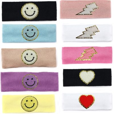 【CC】 001E Headbands for Terry  Wide Hair Bands girl  39;s hair Cotton Stretchy Fabric Accessories With Smile Lable