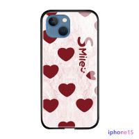 Diorcase เคสสำหรับ Apple iPhone 15 Plus 15 Pro 15 Pro Max เคสกระจกนิรภัยขอบแบบนิ่มลายจุดรูปหัวใจยิ้ม