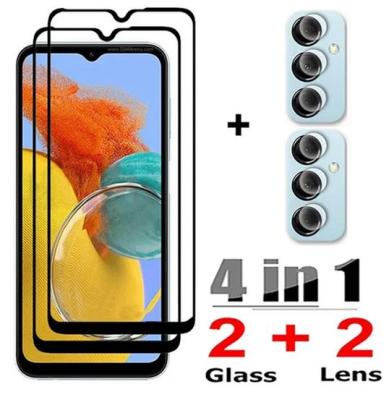 4-In-1สำหรับ Samsung กระจก M14สำหรับ Samsung M14 HD 9H ฝาครอบกาวแบบเต็มปกป้องหน้าจอสำหรับ Samsung Galaxy ม. 14 M14เลนส์แก้ว