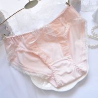 Japanese Style Fresh Two-Tone Milk Silk Princess Embroidered Triangle Girl Cute Womens Underwear