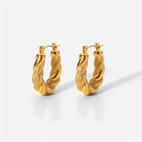 Western style Women’s Earrings Vintage twist oval Earrings 18K Gold Plated Stainless Steel Earrings Jewelry