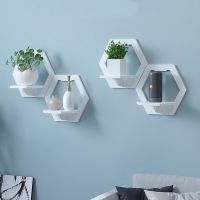 Wall shelf free punching wall-mounted background wall hanger bedroom balcony bedside wall creative flower pot stand