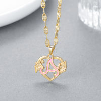 Custom Heart Flower Initial Letter Necklace Personalized Colorful Gold Plated Pendant for Women Best Christmas Jewelry Gifts