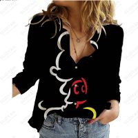 2023 New Spring and Autumn Long Sleeve Button Up Shirt Coat 3D Printed Loose and Comfortable Harajuku Fit Large Disney Mickey