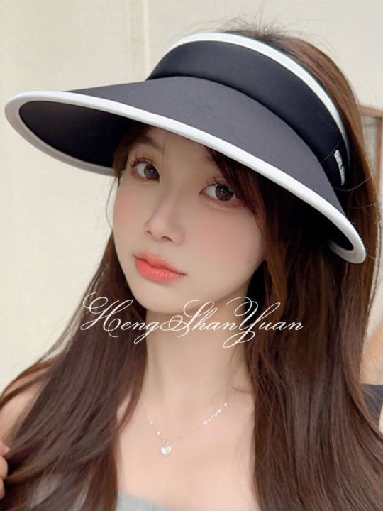 hengshanyuan-หมวก2023หมวกผู้หญิง-หมวกฉบับภาษาเกาหลีใหม่กระบังกันแดดสปอร์ตผ้าไหมน้ำแข็งหมวกกันแดดขายส่ง