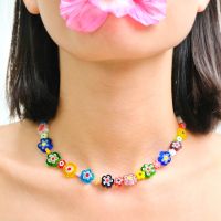 daintyme - Posy necklace สร้อยคอลูกปัดแก้ว Millefiori ดอกไม้ สไตล์โบฮีเมียน