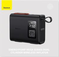 Baseus | เครื่องเติมลมไร้สาย เครื่องเติมลมพกพา Mega Energy Pump Series Dual Cylinder Wireless Inflator  (รับประกัน 2 ปี)