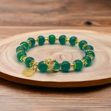 Natural Hetian Jade Yellow Mouth Material Old Bead Bracelet Bracelet  Turquoise Jade Original Hand-made Design - Shop YuHu Bracelets - Pinkoi