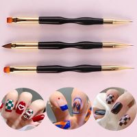 WOOLOVE 3Pcs Double Head Nail Art Brushl Line Painting Pen 3D Tips DIY Acrylic UV Gel Brush Drawing Design French Manicure Painting Tool