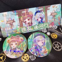 DIY Anime Game Wechat X Genshin Impact Cosplay Yaoyao Qiqi Golden Rainbow Laser Ticket Badge Birthday Present Souvenir Merch Fashion Brooches Pins