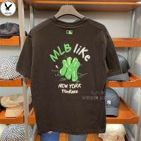 MBL/NY Graffiti น้ำกระเพื่อมแขนสั้นหลวมพิมพ์คอกลมใหม่สำหรับผู้ชายและผู้หญิง ?S-5XL