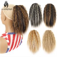 Synthetic Afro Short Corn Wavy Natural Drawstring Ponytail Hairpiece Wrap on Hair Clip Ombre Brown  Hair Extensions Pony Tail Wig  Hair Extensions  Pa