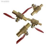 ☋๑ red handle Valve 6mm-12mm Hose Barb Inline Brass Water Oil Air Gas Fuel Line Shutoff Ball Valve Pipe Fittings