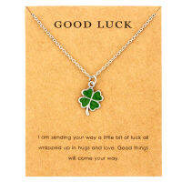 Lucky Four-leaf Clover Fortune Shamrock จี้สร้อยคอคลื่นเต่าทะเลผู้หญิงเครื่องประดับของขวัญคริสต์มาสของคนรัก-Gamekj