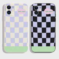 【สำหรับ iPhone】เคสโทรศัพท์ Macaron Checkerboard สำหรับ เคสโทรศัพท์ TPU  ป้องกันรอยขีดข่วน for iPhone 14 ProMax 13Pro 12ProMax 11Pro XSMax XR X 8/7 Plus