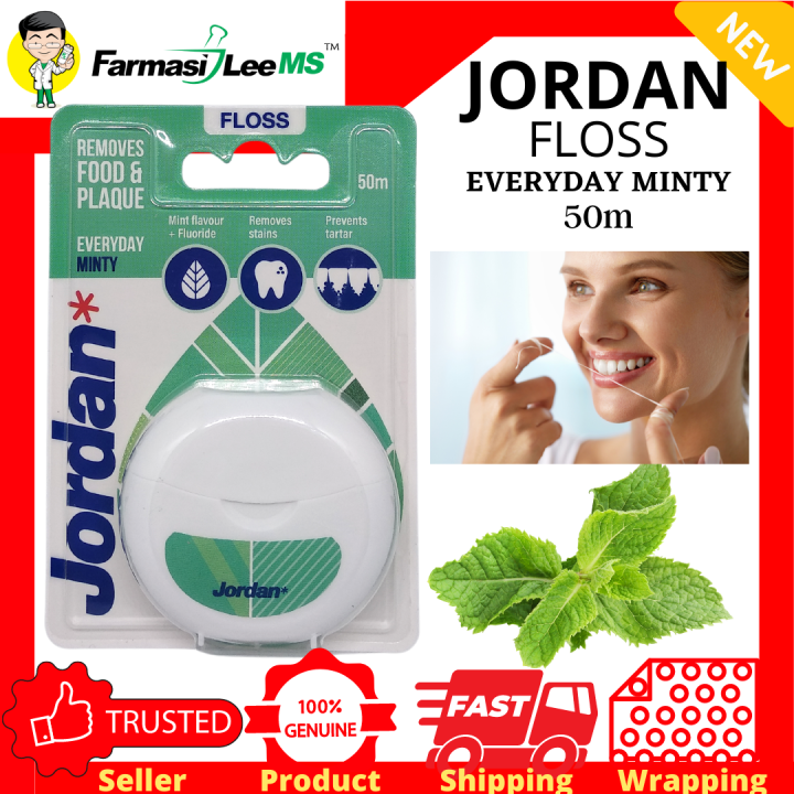 Jordan Floss Everyday Minty 50m dental floss Lazada