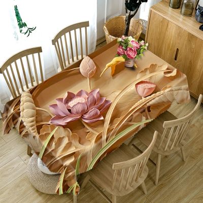 【CW】 Europe Tablecloth Flowers Pattern Polyester Dustproof Dinner Table Wedding Decoration Cover