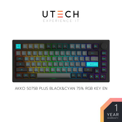 คีย์บอร์ด AKKO 5075B Plus Black&amp;Cyan 75% RGB Hotswap Wireless Mechanical Keyboard by UTECH