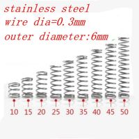 20ชิ้น0.3มิลลิเมตร0.3x 6xl สแตนเลสการบีบอัดทุกจุดสปริงเส้นผ่าศูนย์กลางด้านนอก6มิลลิเมตรความยาว10/15/20/25/30/35/40/45/50