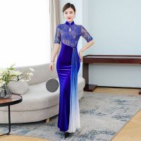 Elegant ชุดเดรสแบบจีน Es 2020ฤดูใบไม้ผลิ Cheongsam Vestidos เวียดนามชุดโบราณ Robe Vintage Femme ชุดเดรสแบบจีน Qipao FF2913