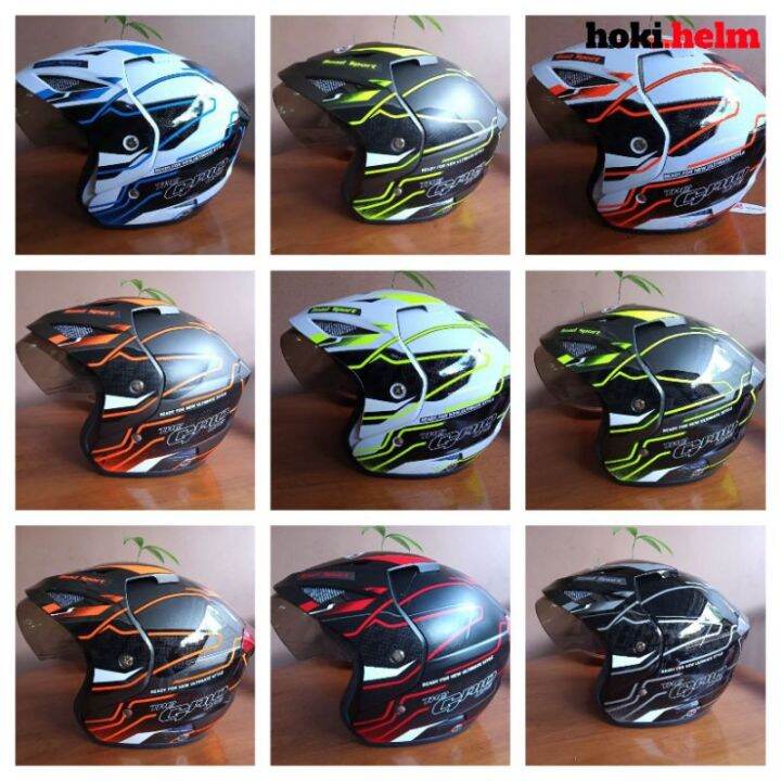 ~ Sni Motorcycle Helmet TAKIRA Helmet GRID LINE MOTIF HALF FACE Helmet ...