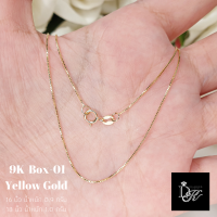 สร้อยคอทองคำแท้ อิตาลี​ 9K​ ลาย Box-01 Yellow gold ตอกโค้ด 375  ลายสวย พร้อม! กล่องของขวัญสุดหรู DK Diamond Shop