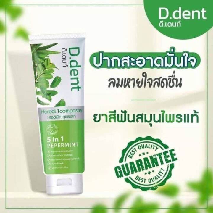 ยาสีฟันดีเดนท์-1แถม1-ยาสีฟันสมุนไพร9ชนิด-ลดกลิ่นปากมีฟลูออไรด์-1500ppm-สูตรเปปเปอร์มิ้นต์-ป้องกันฟันผุ-เสียวฟัน