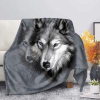 Gray Wolf Print Flannel Fleece Throw Blanket Moon Night Wolves Sherpa Blanket On Beds Adults Kids Fur Throw Blanket