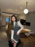 เดรสเน้นสะโพกถักเสื้อกั๊กแขนกุดพร็บปี้สำหรับผู้หญิง