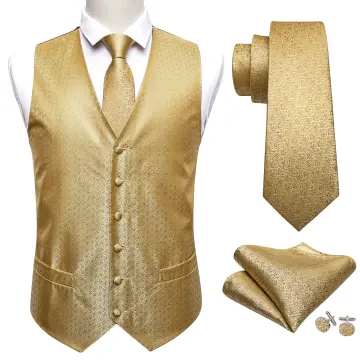 Mens gold vest 2025 and bow tie