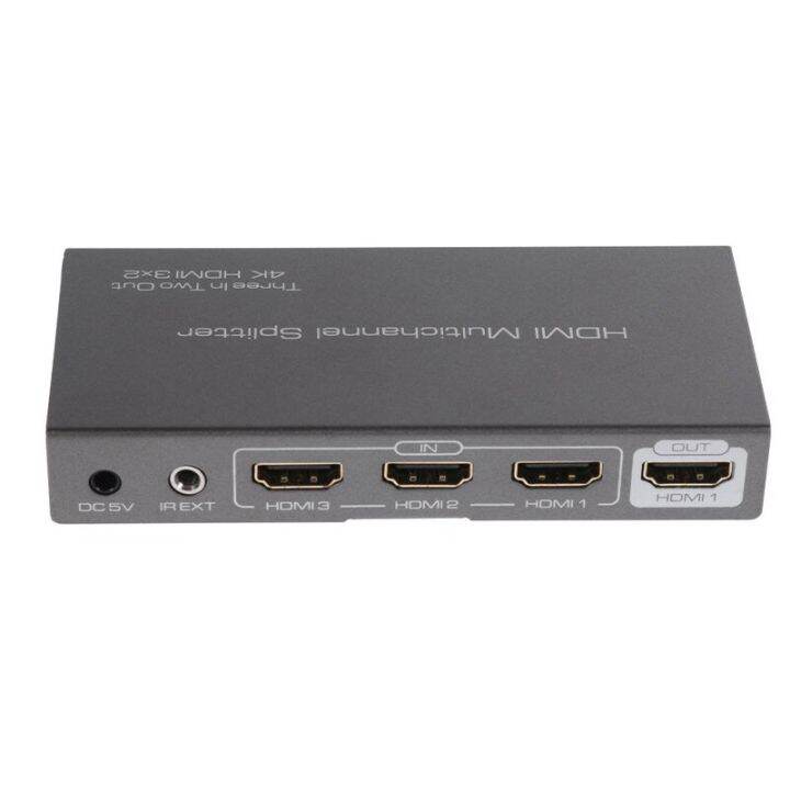 4k-hdmi-ที่เข้ากันได้กับสวิตช์แยก3x2-4kx2k-30hz-uhd-สวิตช์3-in-2-out-splitter-hub-ด้วยรีโมท-ir