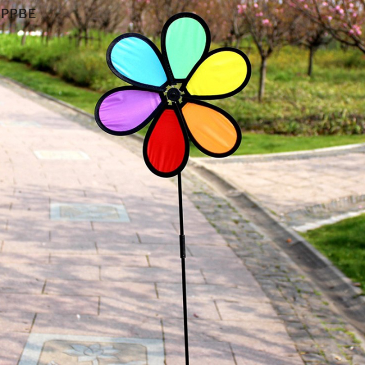 ppbe-ใหม่สีสันสายรุ้ง-dazy-flower-spinner-wind-garden-yard-ตกแต่งกลางแจ้ง