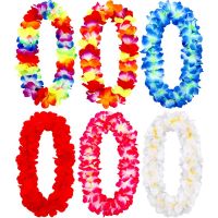 6Pcs Hawaiian Leis Necklace Hawaiian Floral Leis Bulk Supplies and Summer Party Decorations