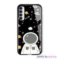 UCUC เคสโทรศัพท์เคสสำหรับ OPPO Reno 4 Proเคสโทรศัพท์การ์ตูนสำหรับสาวดวงจันทร์ดวงอาทิตย์ดวงดาวอวกาศGalaxy Glossyกระจกเทมเปอร์กรณี