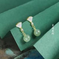 Shell Hotan Jade Earrings Female Fan New Fashionable Personality Earrings Earholes IA71