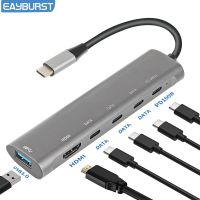 Eayburst ฮับ USB C ฮับ4K HDMI ประเภท C ไปยัง USB 3.0 Pd 100W ตัวแปลงแบบหลายพอร์ตสำหรับแยกแล็ปท็อปแมคบุ๊ค6 In 1 USB ฮับ2.0