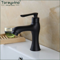 Torayvino Matte Black Bathroom Faucet Basin Sink Single Lever Only Cold Faucet Deck Mounted Washbasin Spray Spout Bathtub Tap