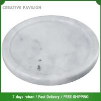 CREATIVE PAVILION สีขาวขาว ถาดโต๊ะเครื่องแป้งกลม 5.51นิ้วค่ะ หินอ่อนลายหินอ่อน เครื่องช่วยตกแต่ง อุปกรณ์อเนกประสงค์ ถาดใส่ของ ห้องน้ำในห้องน้ำ