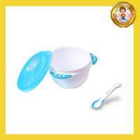 Kidsme ชุดชามป้อนเล็กและช้อนแบบแสดงอุณหภูมิ 4m+ Baby Garber Bowl (สีฟ้า)