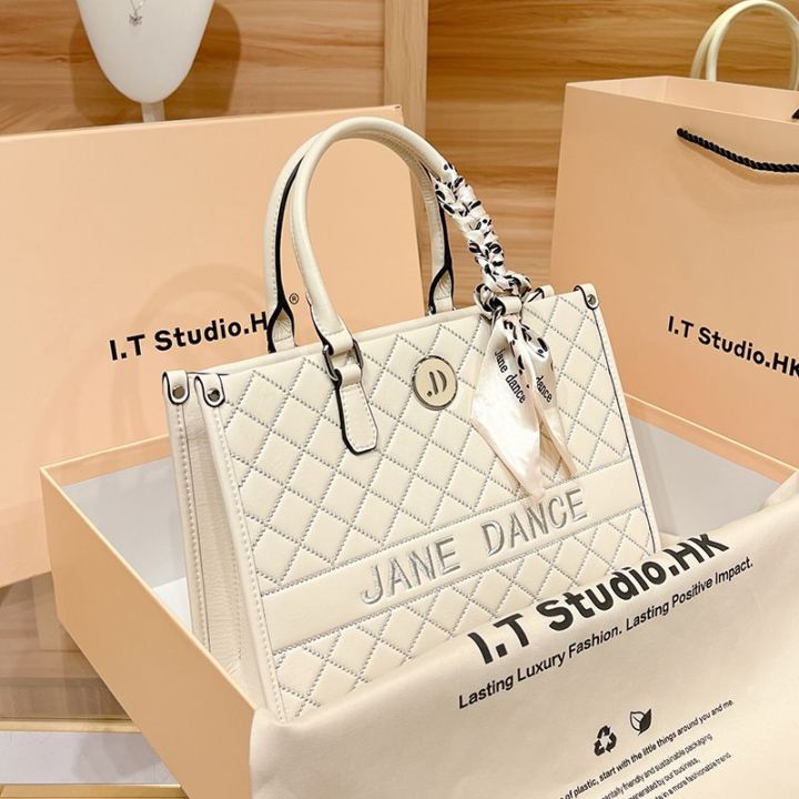 Hong Kong Genuine Leather Women's Bag 2023 New Large Capacity Tote Bag  Print Shopping Bag Large Bag Portable Shoulder Bag - AliExpress