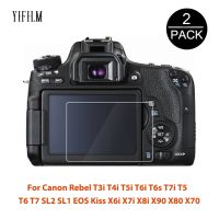 2Pcs For Canon Rebel T3i T4i T5i T6i T6s T7i T5 T6 T7 SL2 SL1 EOS Kiss X6i X7i X8i X90 X80 X70 Screen Protector Tempered Glass Clamps