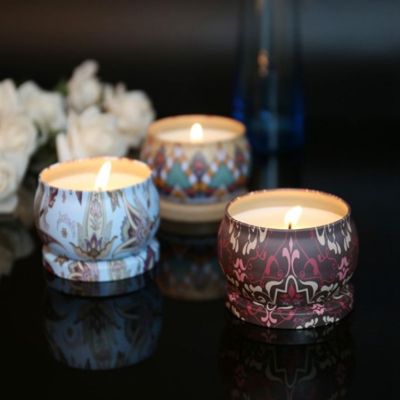 Cross-border 8 kinds of aroma candles rotating candlestick tin soy wax candle smoke-free sweet atmosphere oil
