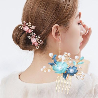 New Style Four Colors Two Flowers Hair Comb Fashion Bridal Accessories Engagement Hair Accessories Gifts for Women