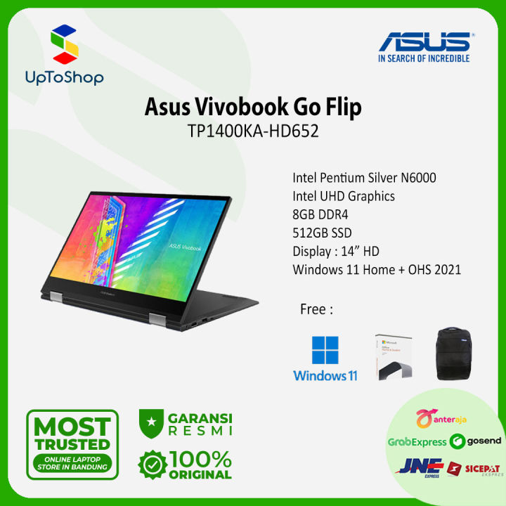 Asus Vivobook Go Flip Tp1400ka Hd652 Pentium N6000 8gb 512gb 14 W11 Lazada Indonesia 1926