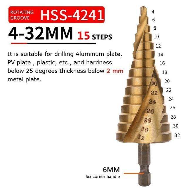 elegant-realmote-3-32-hss-hex-stepped-drill-bits-for-metal-drilling-carpenter-straight-groove-spiral-shape-hole-saw-tools